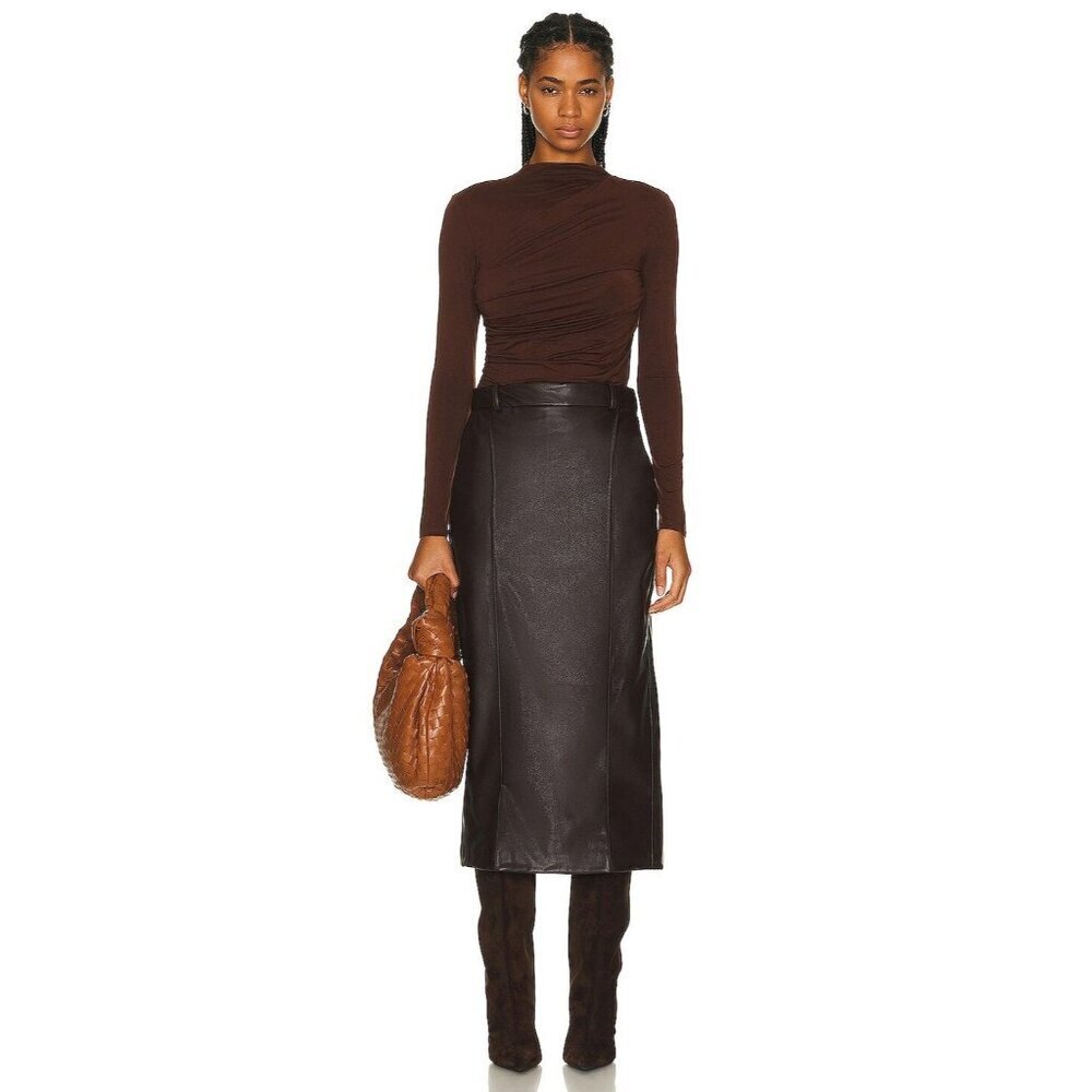 Enza Costa Soft Faux Leather Trouser Skirt in Espresso 2 Medium Womens Vegan - Picture 14 of 14